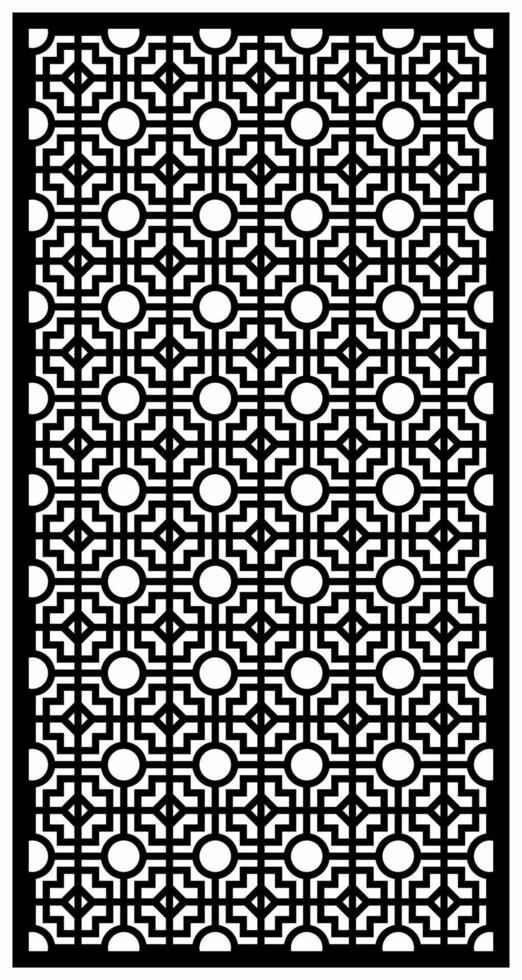 Abstract square and round motif in black and white vector