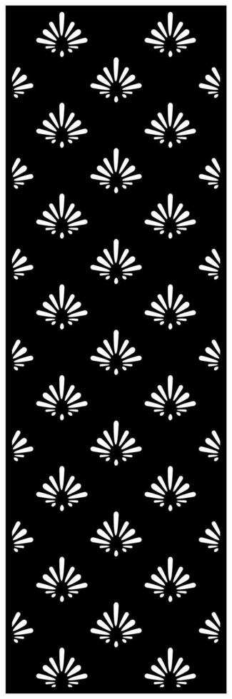 Geometric leaf motif in black and white vector