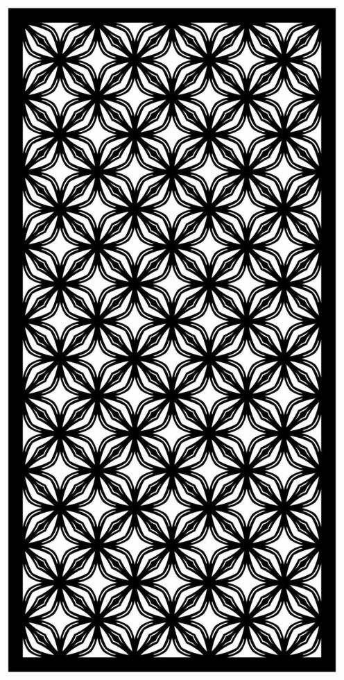 Geometric leaf motif in black and white vector