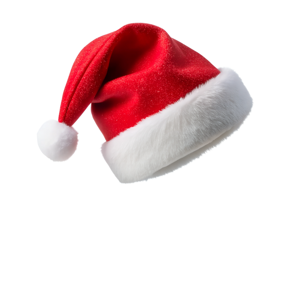 Santa hat on a transparent background, photorealistic illustration, for use in graphic design png