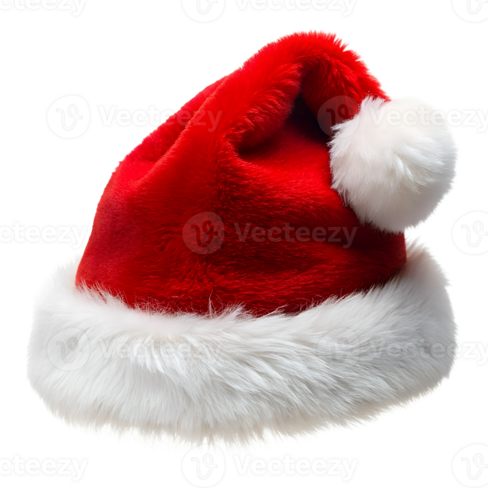 Santa hat on a transparent background, photorealistic illustration, for use in graphic design png