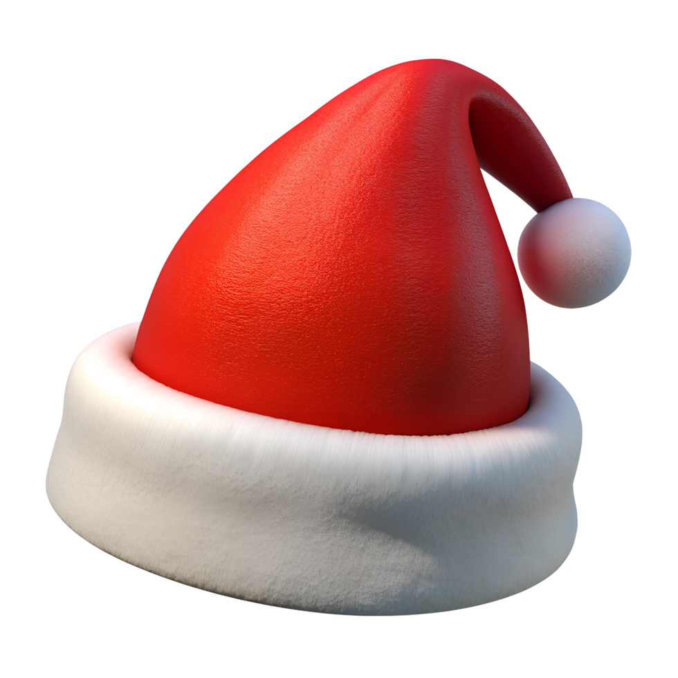 Santa hat in the style of a 3D illustration on a transparent background, for decoration on a Christmas theme png