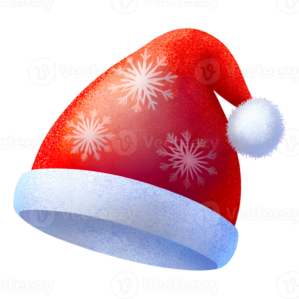 Santa hat with snowflake patterns on a transparent background, illustration for use in graphic design, on a Christmas theme png