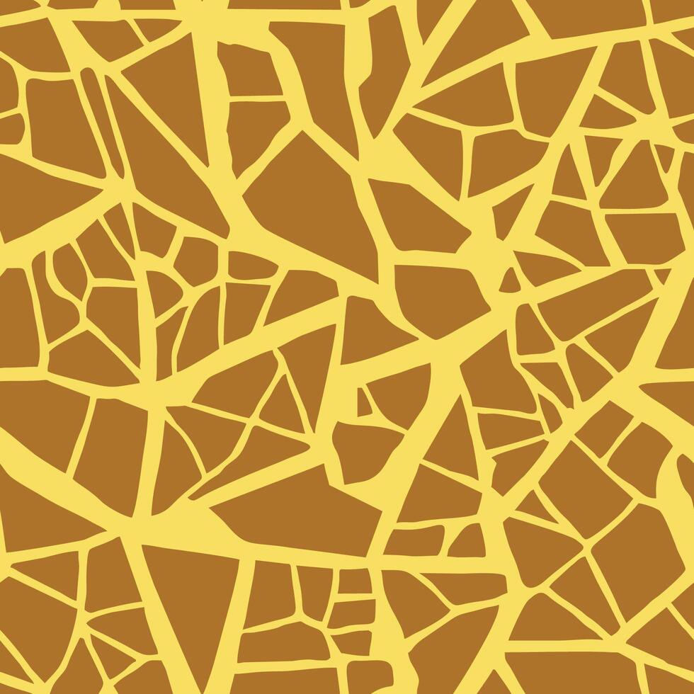 Terrazzo texture. Encaustic tiles flooring material. Granito mosaics with chips of recycled glass, marble, stone. Yellow giraffe crack mosaic. Seamless pattern vector