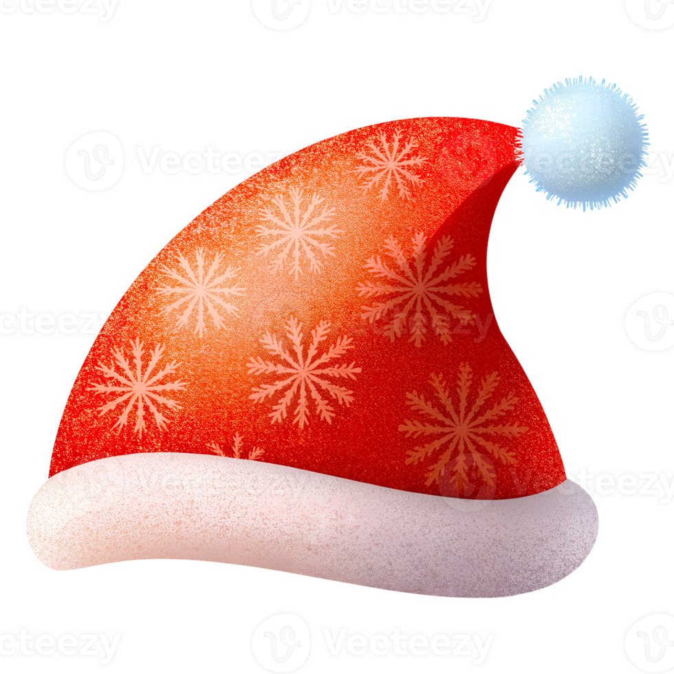 Santa hat with snowflake patterns on a transparent background, illustration for use in graphic design, on a Christmas theme png