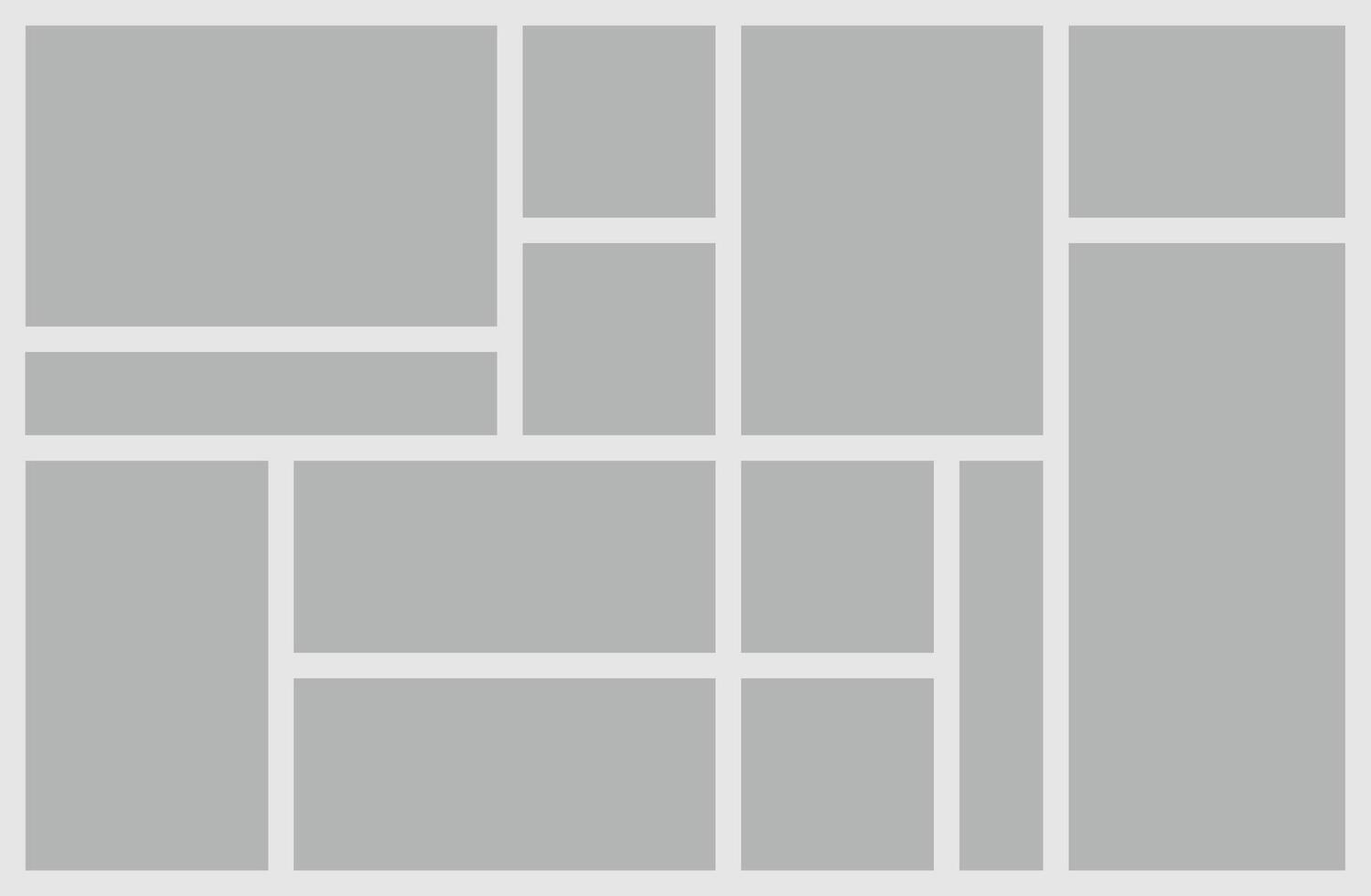 Collage consisting of 13 empty photo frames of square and rectangular shape. Mood board background. Gallery banner. Album board. vector