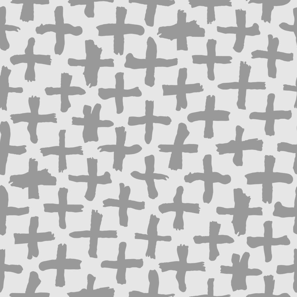 Brush doodle shapes seamless pattern. Dry brush made cross. Urban background vector