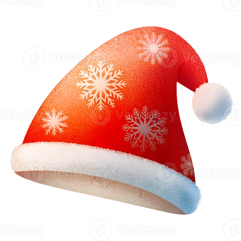 Santa hat with snowflake patterns on a transparent background, illustration for use in graphic design, on a Christmas theme png