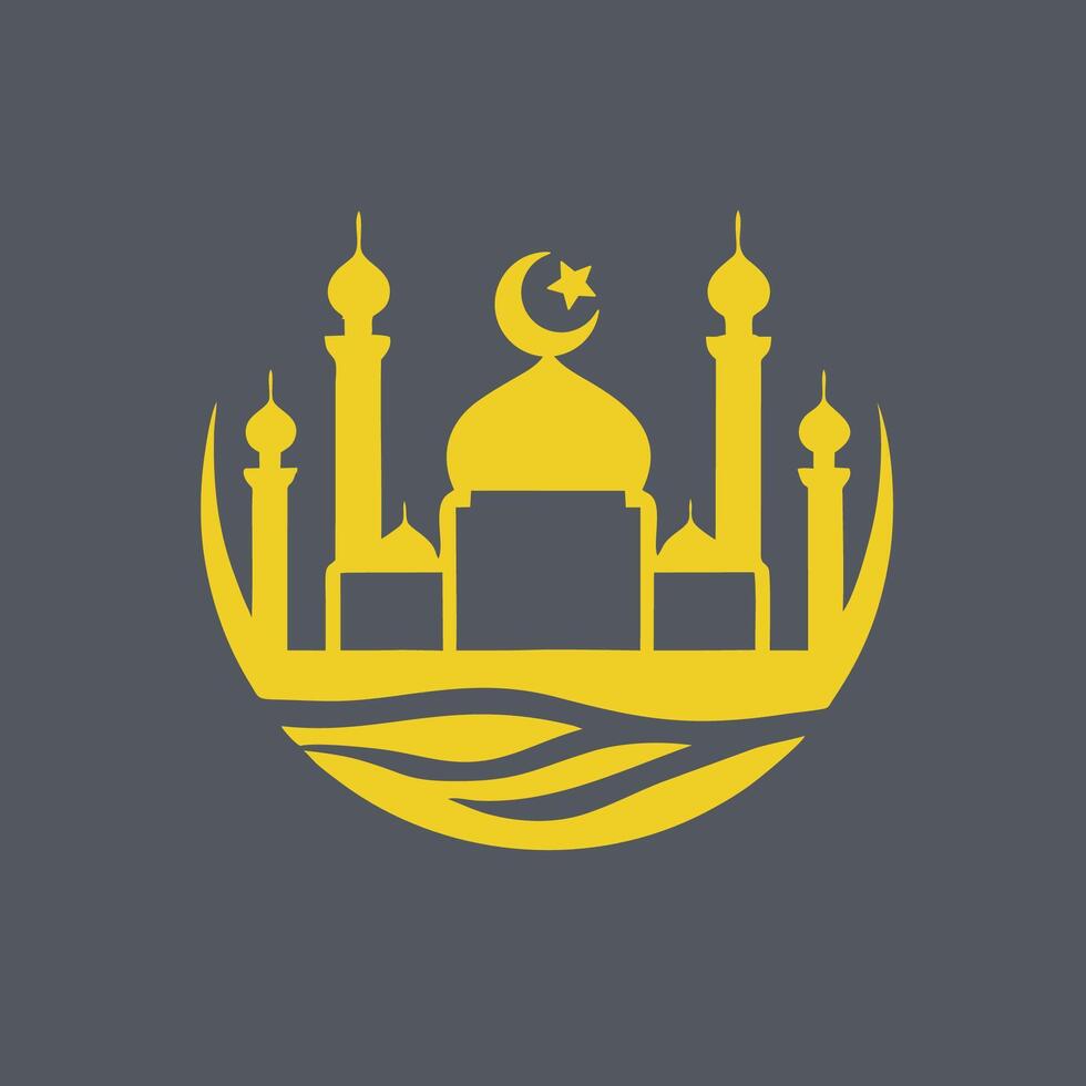 gold mosque silhouette template, Islamic school logo vector