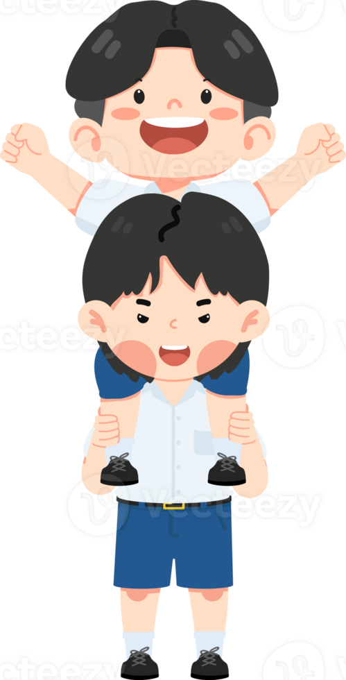 Two boys giving a piggyback ride png