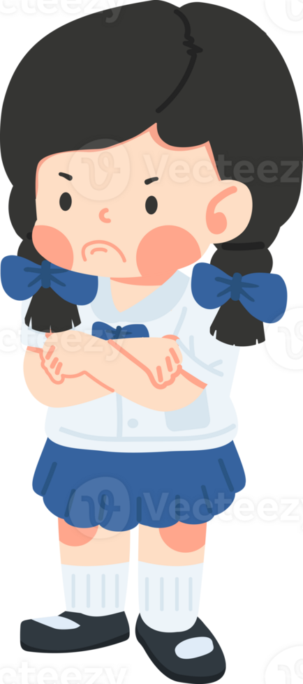 Touchy girl pose with her arms crossed png