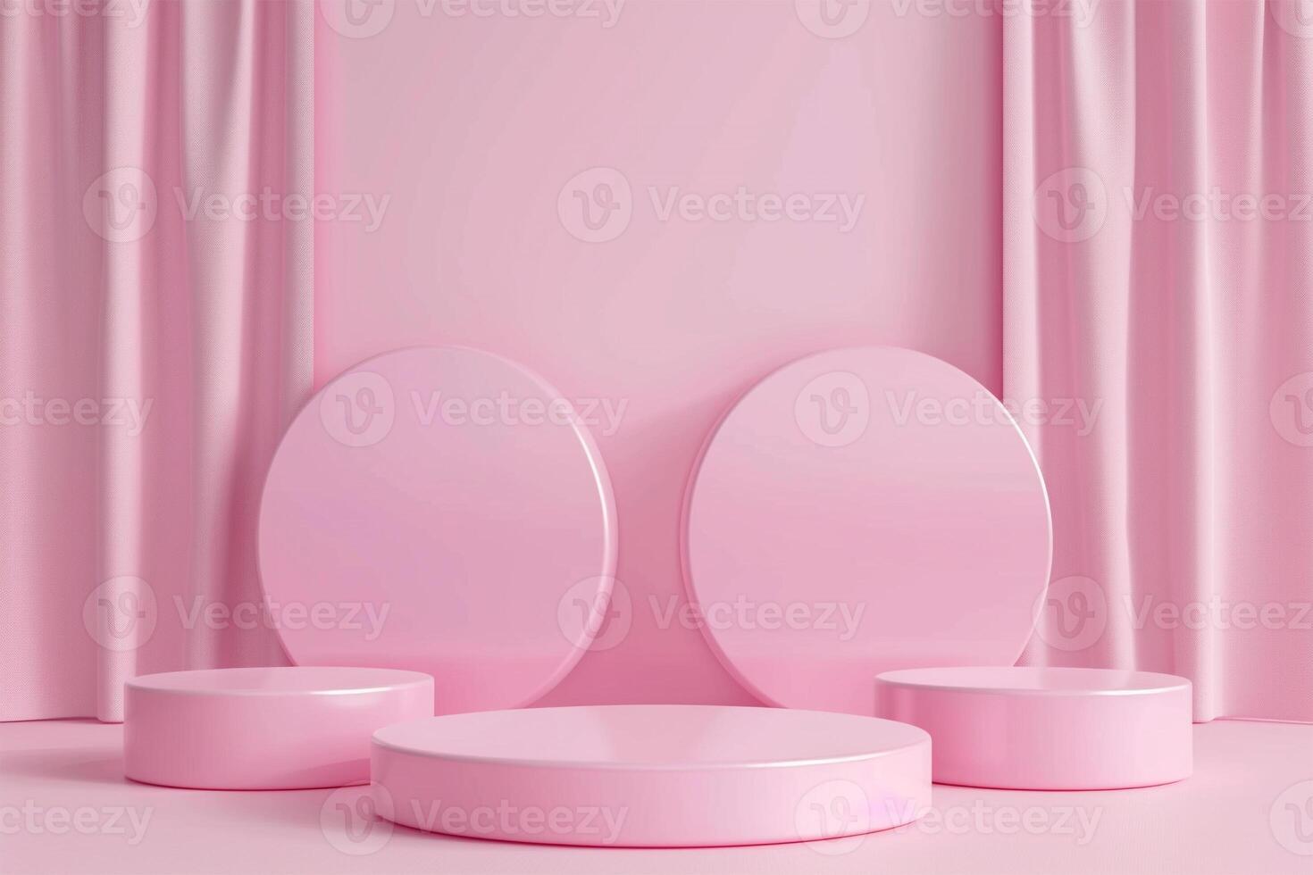 Pink Empty Mockup Product Display stand or podium 3d background platform photo