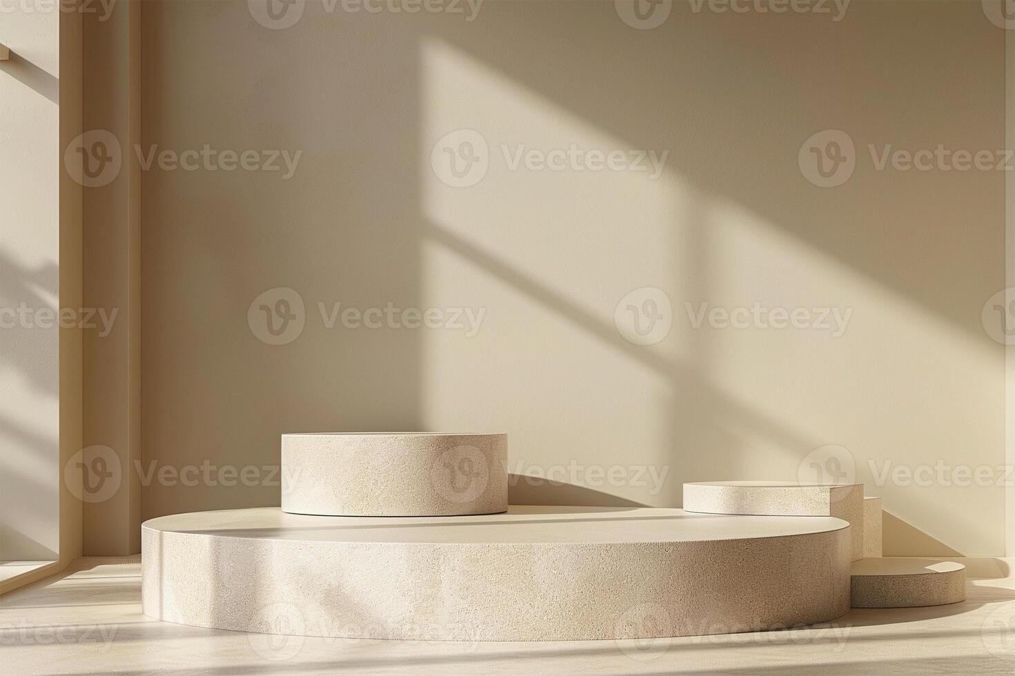 Beige Empty Mockup Product Display stand or podium 3d background platform photo