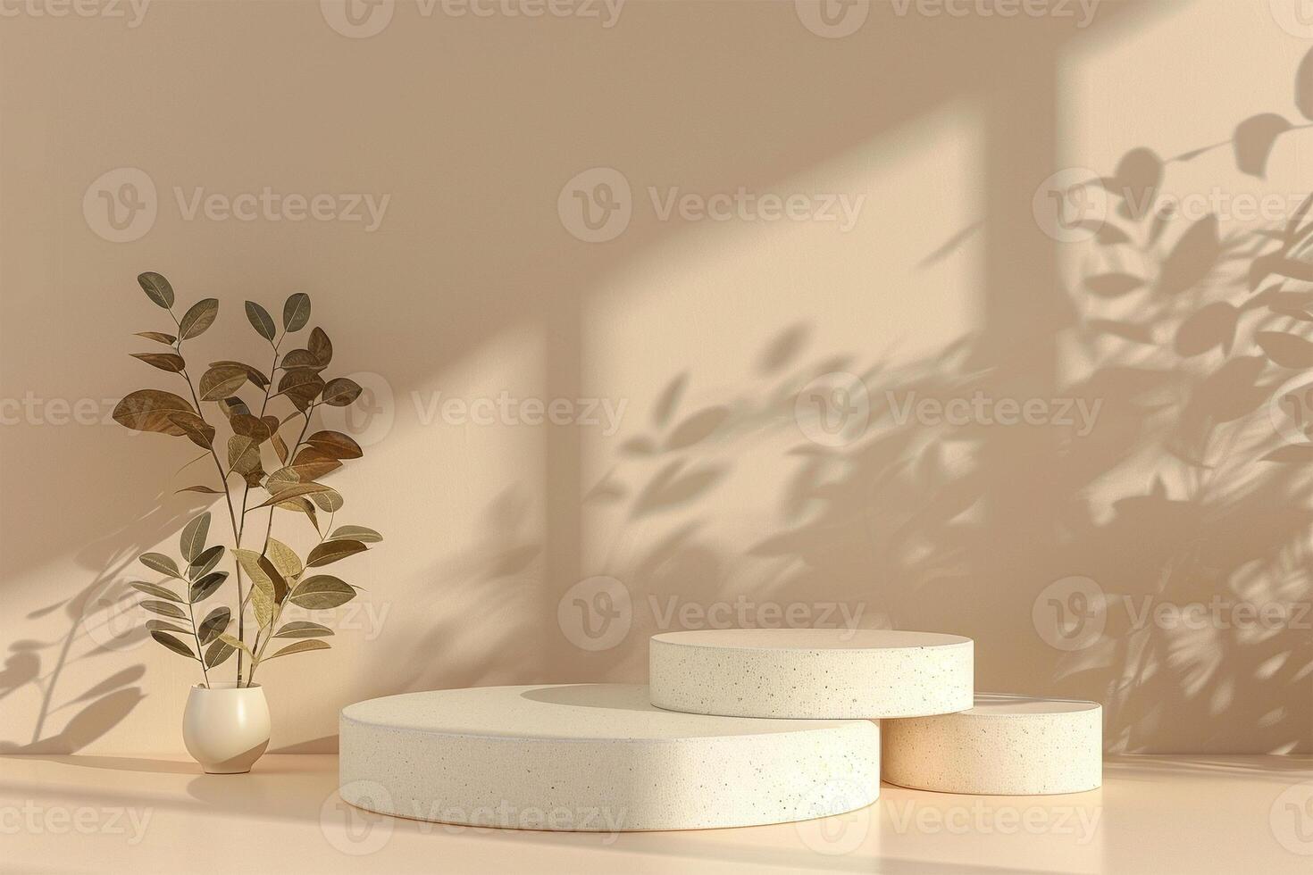Beige Empty Mockup Product Display stand or podium 3d background platform photo