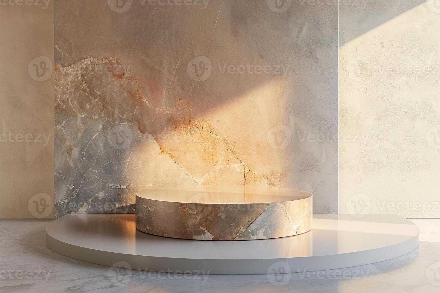 Beige Empty Mockup Product Display stand or podium 3d background platform photo