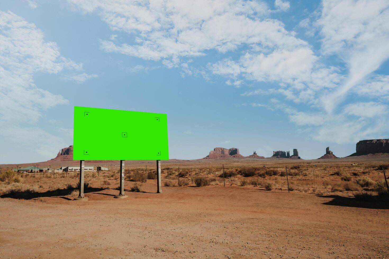 Billboard green screen with tracker marker for motion tracking. photo