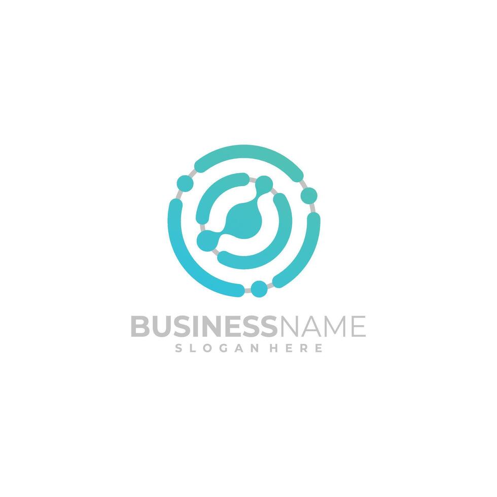 Circle Tech Logo line connection concept design vector