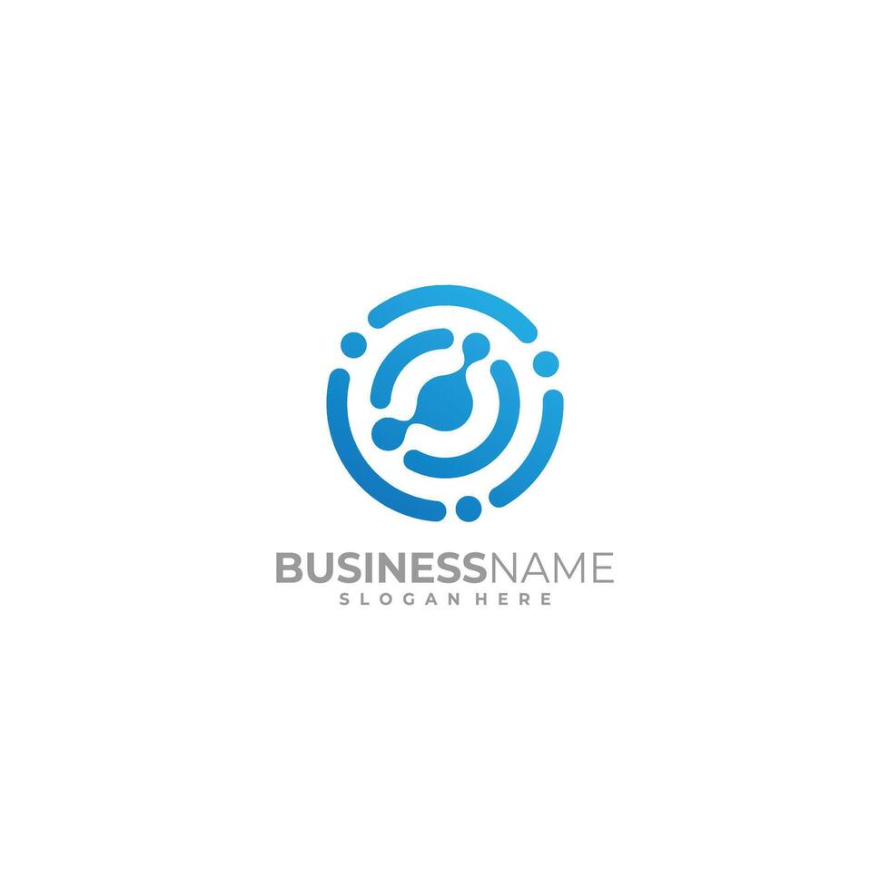 Circle Tech Logo line connection concept design vector