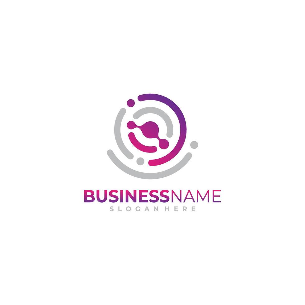 Circle Tech Logo line connection concept design vector