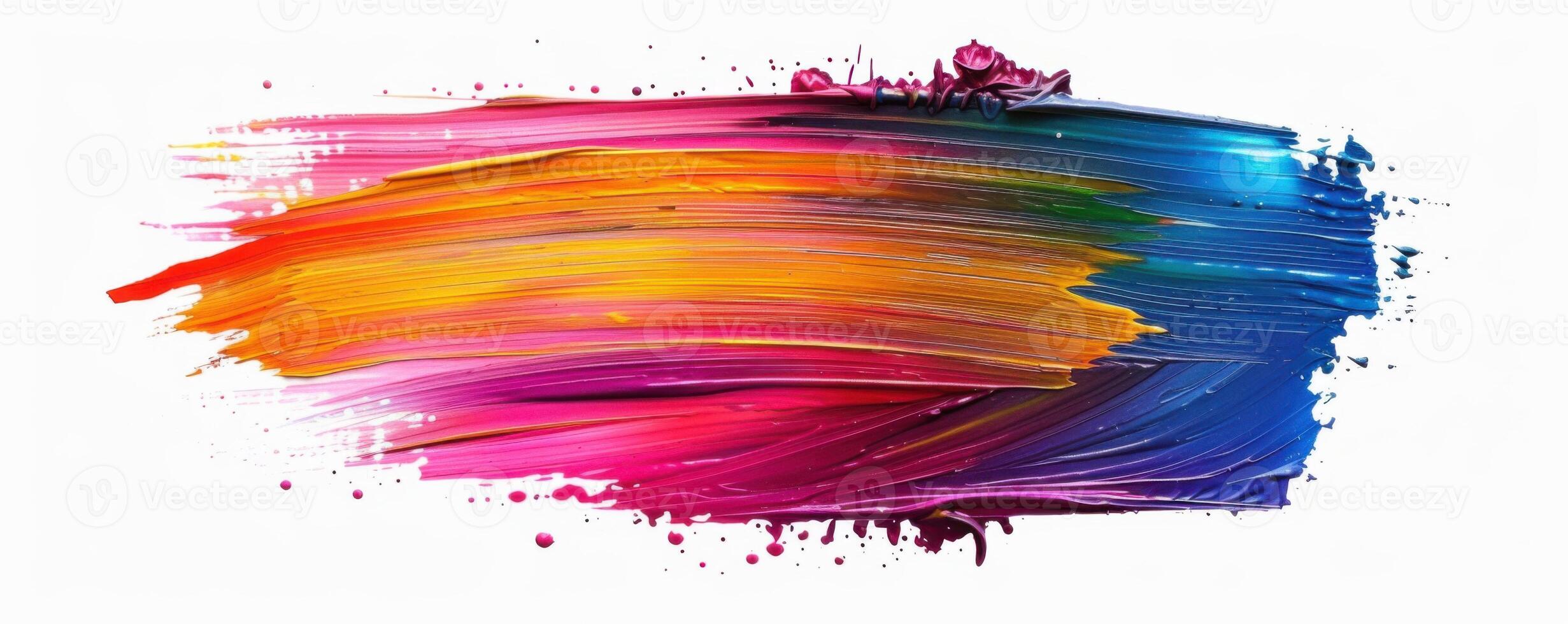 Abstract colorful paint stroke on white background photo