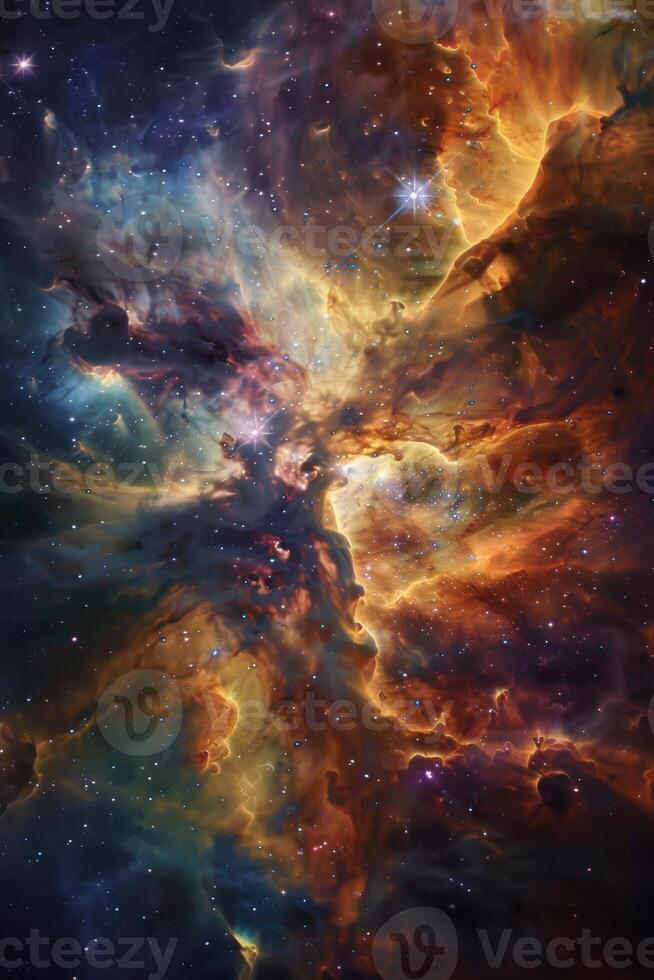 Space vertical background with cosmic clouds in the carina nebula. photo
