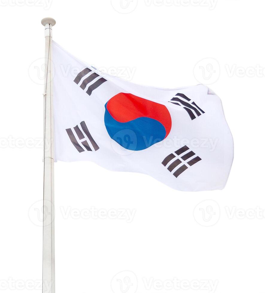 Flag of south korea isolated on a white background photo