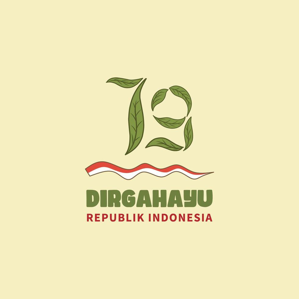 Indonesia 79th independence day. With independence day greetings in Indonesian. Indonesia ribbon flag element graphics template. vector