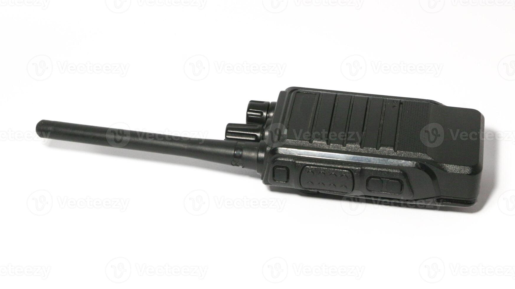 Black portable radio ht or walkie talkie in a white background photo