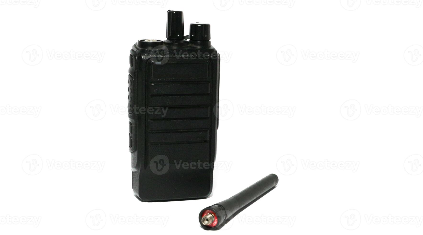 Black portable radio ht or walkie talkie in a white background photo
