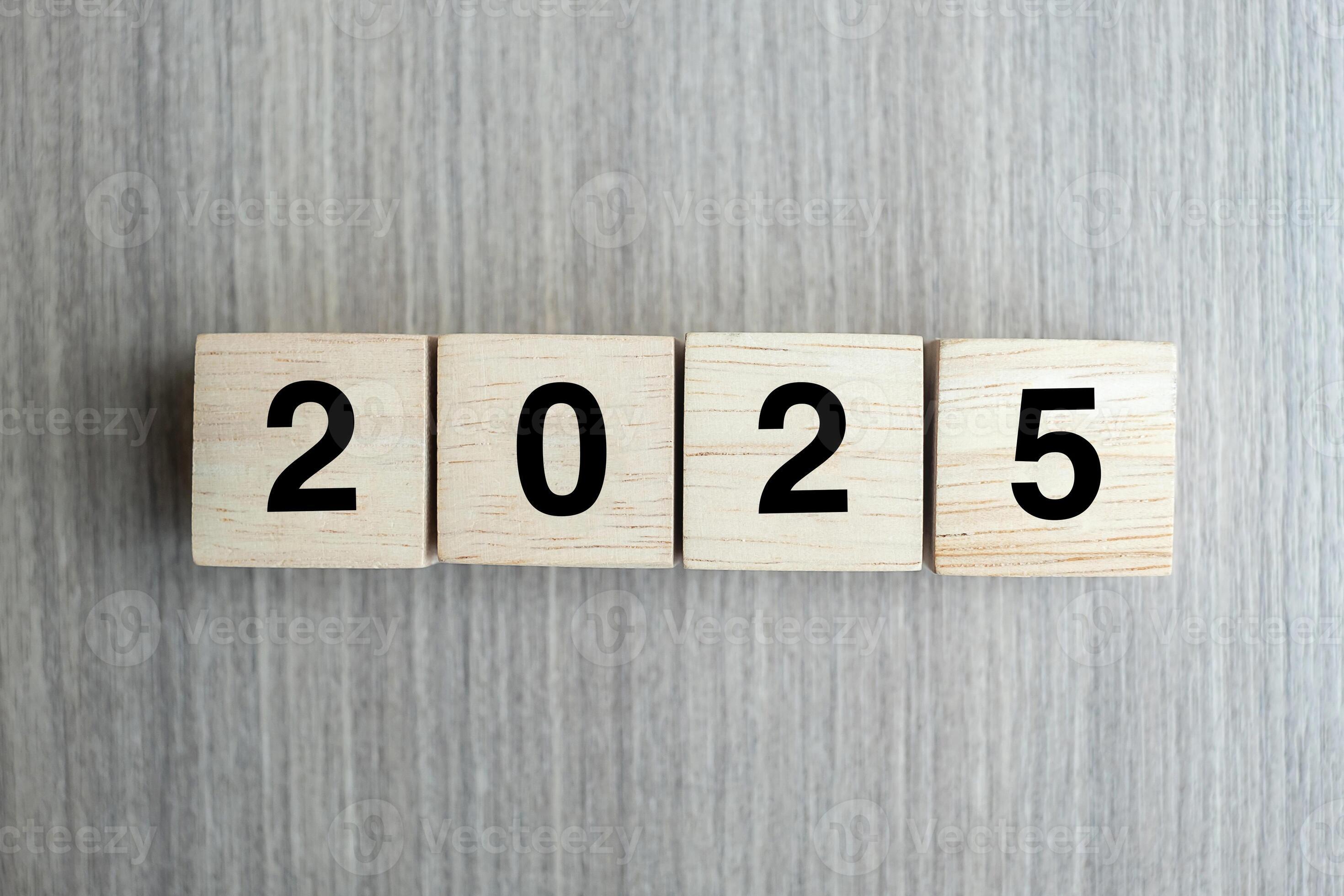 block 2025 text on table. Resolution, strategy, plan, goal, motivation ...