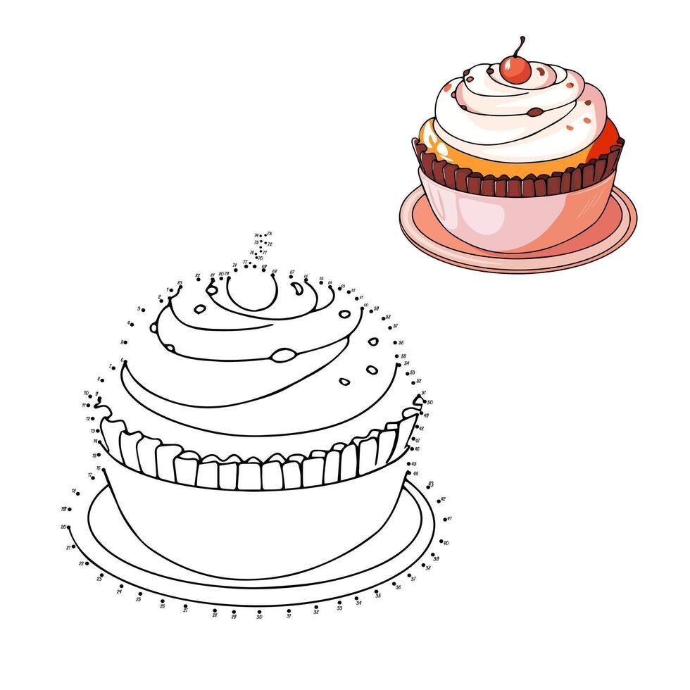 Connect The Dots Cupcake Activity vector