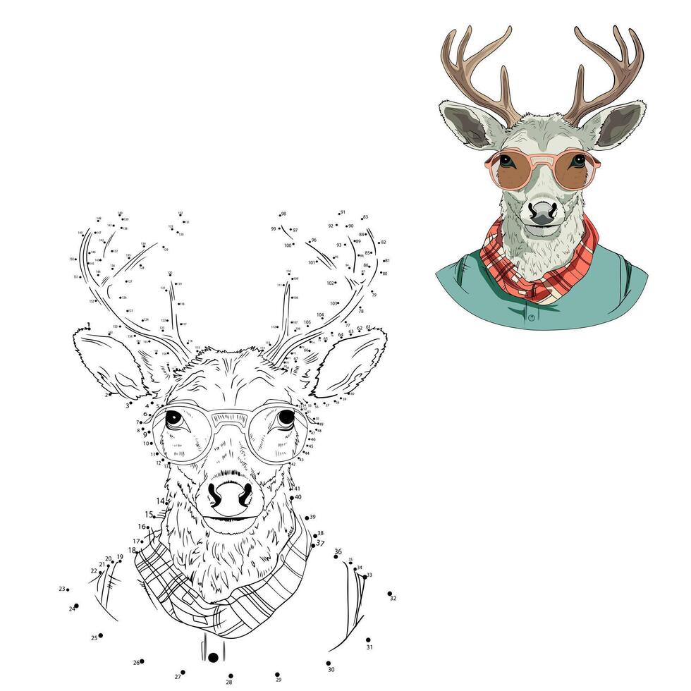 Connect The Dots Deer Illustration vector