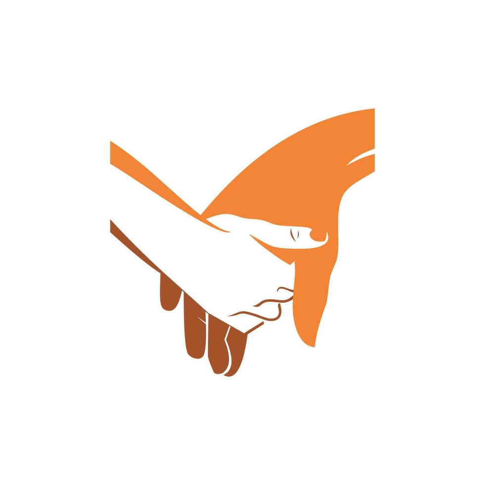 Helping hand logo. Together charity trust support two hand icon . vector