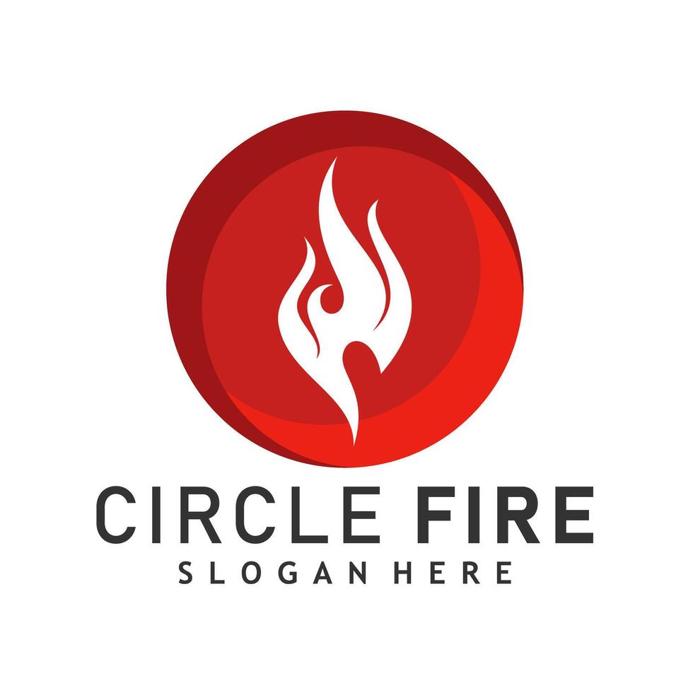 fire inside a burning red circle illustration logo design art vector