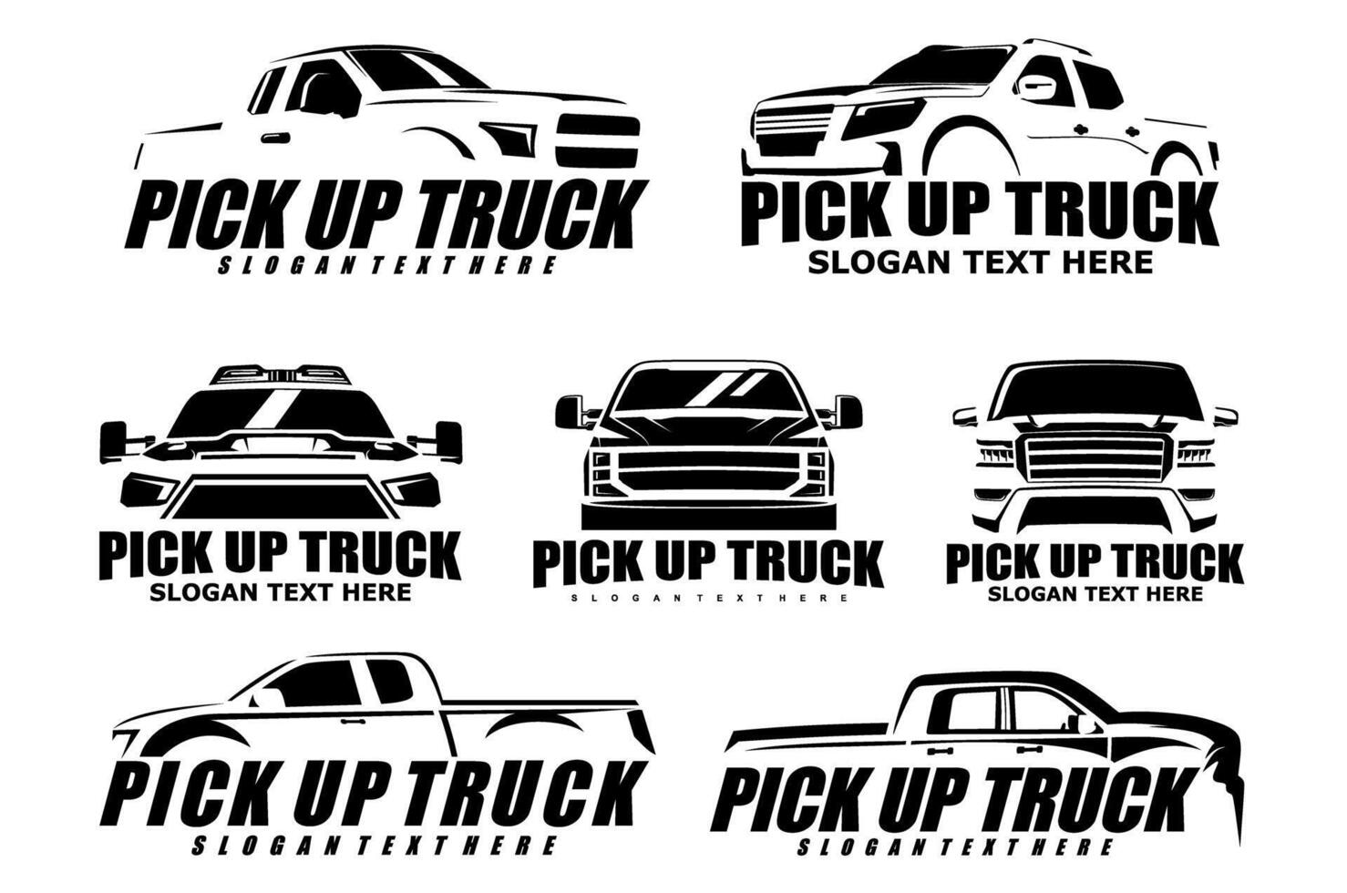 pick up truck illustration black and white design for sticker bussines logo etc vector