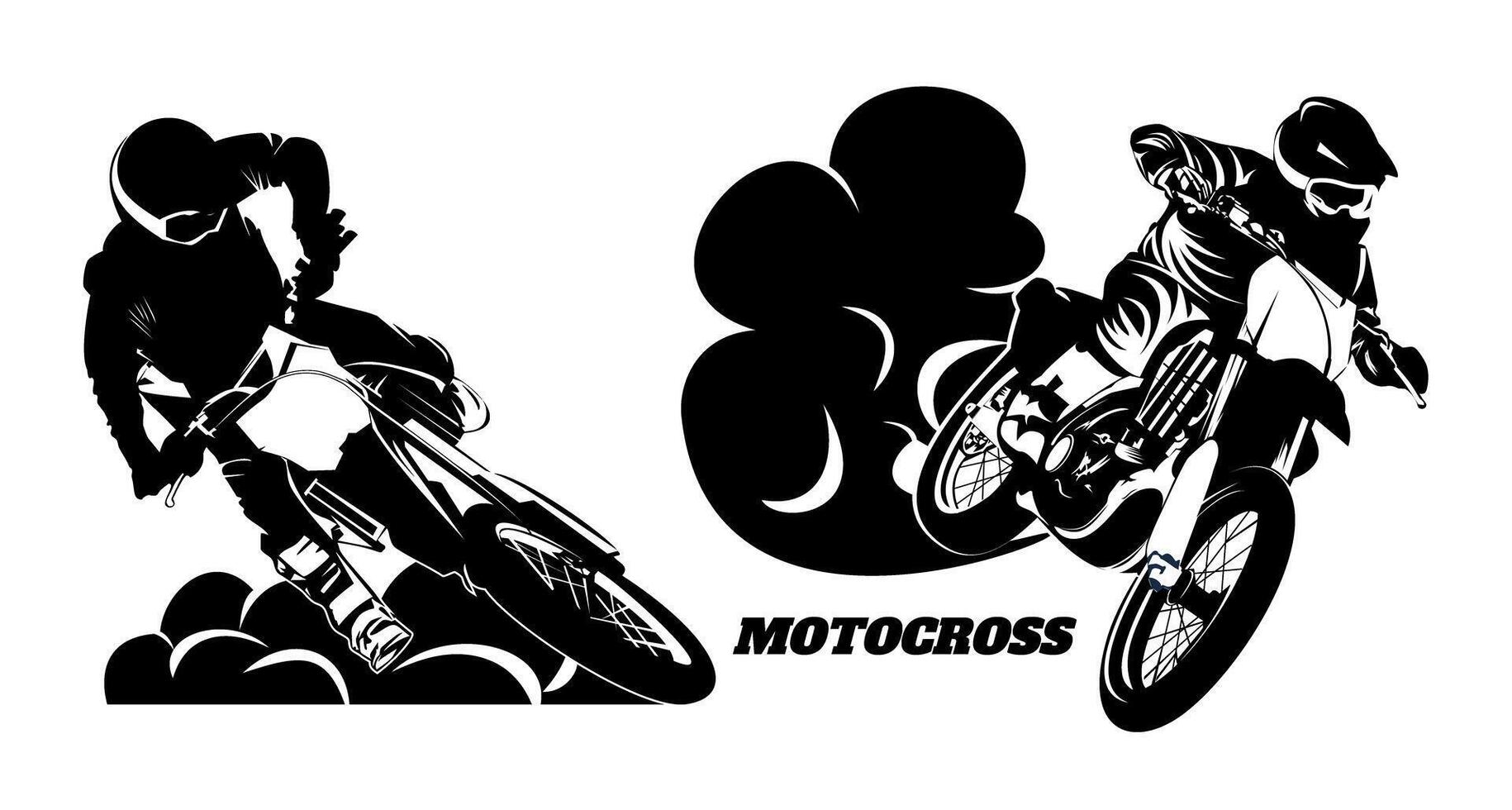 motocross illustration black and white design for sticker bussines logo etc vector