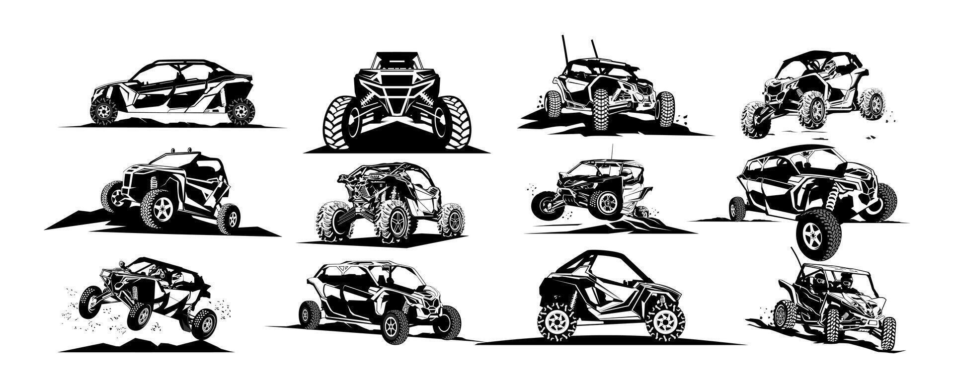 UTV offroading social club logo design set vector