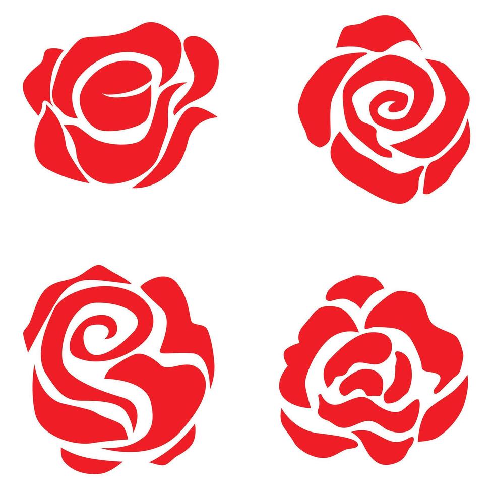 Set of red roses vector