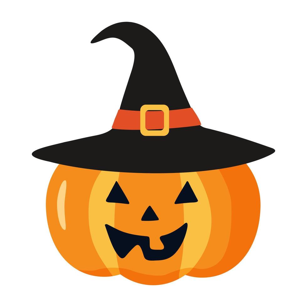 Halloween element pumpkin in a hat. Element for halloween in cartoon style. vector
