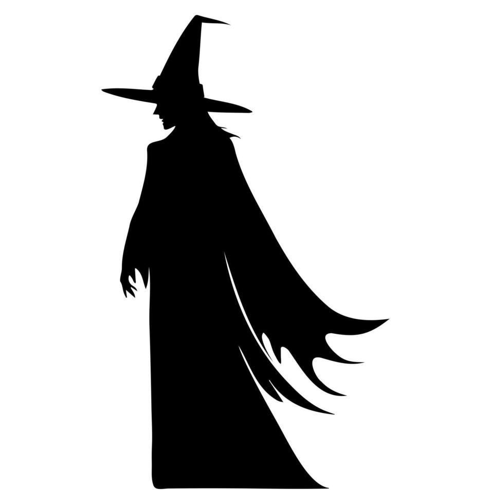 Witch silhouette. Witchcraft. Silhouette of a witch, black witch. Halloween concept vector