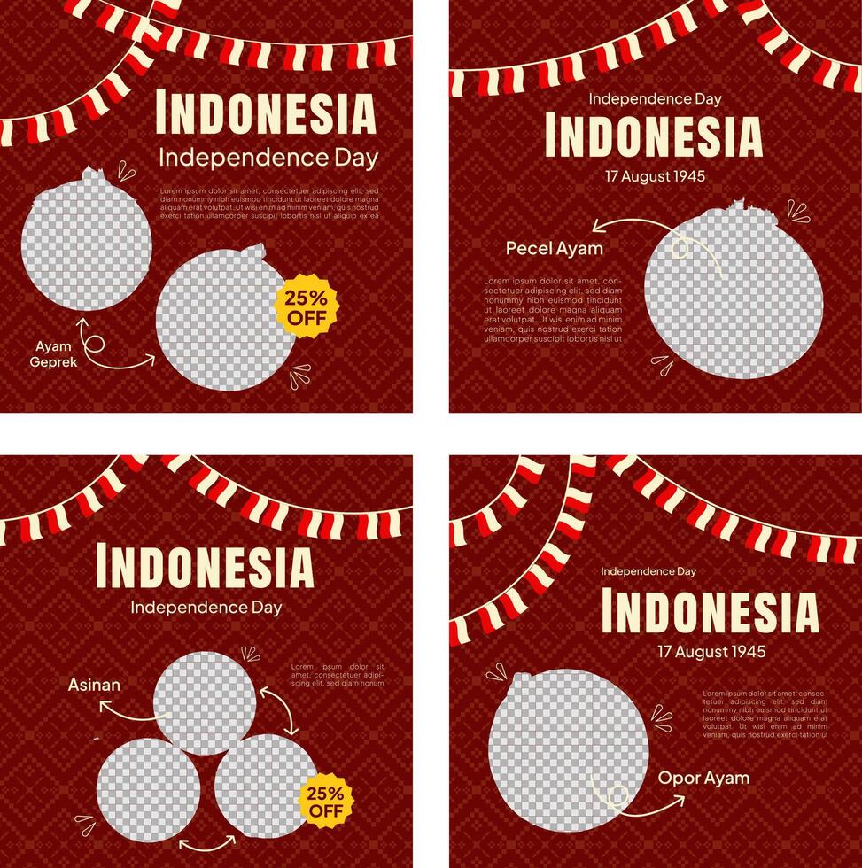 Indonesia independence day social media template vector