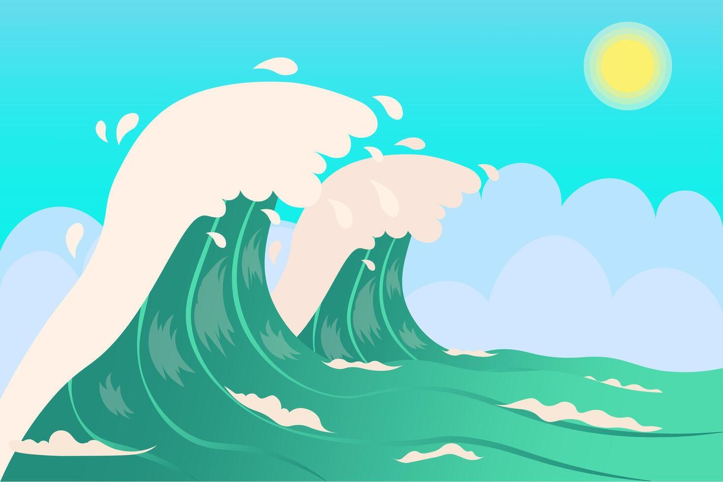 big wave illustration for summer vector