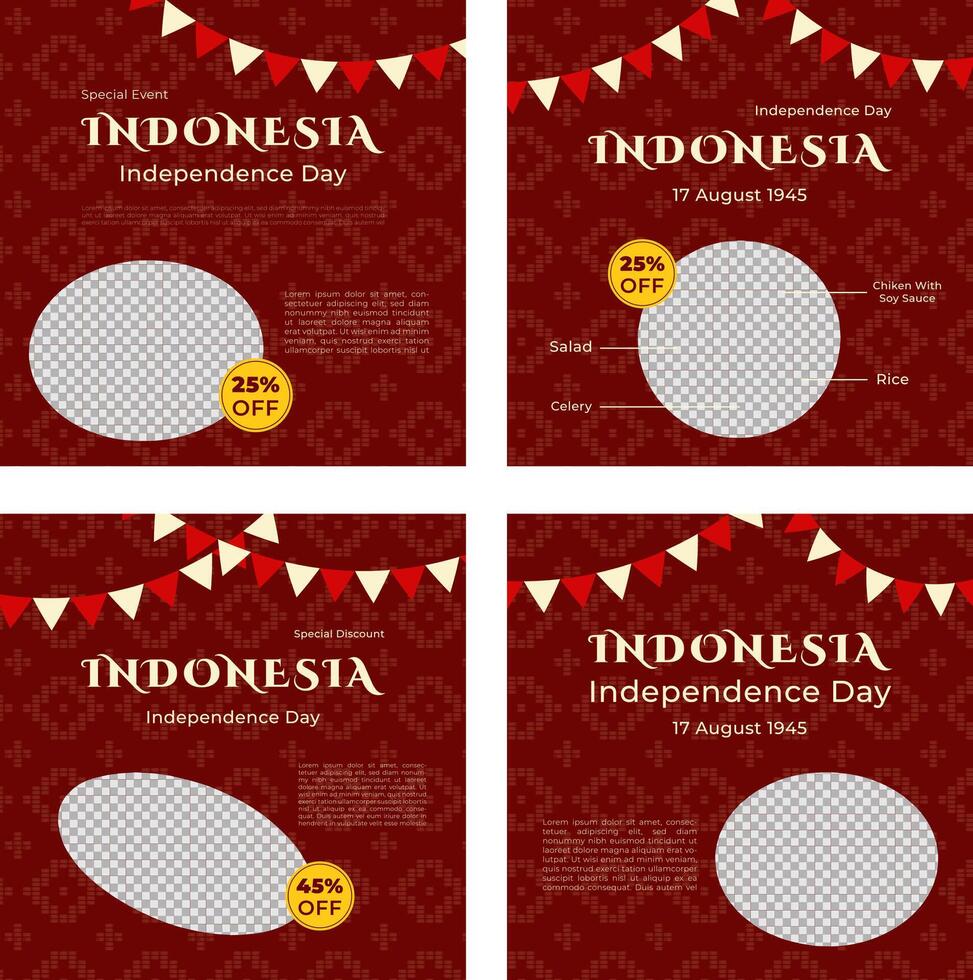Social media template special Indonesia independence day vector