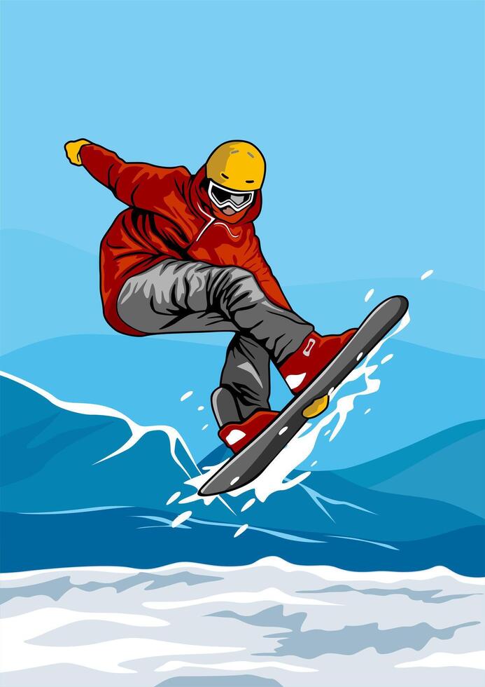 snowboarding illustration sketch design icon logo poster vector