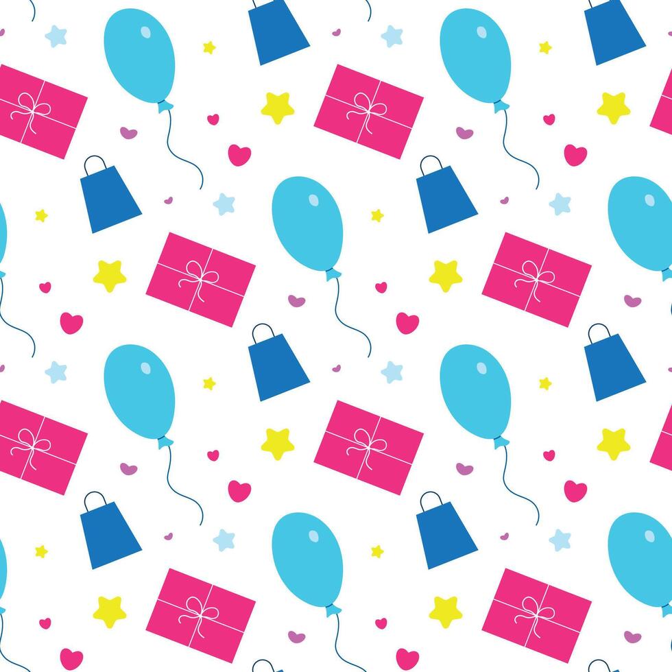 Multicolored holiday background, simple illustration, flat style, minimalism, seamless pattern vector