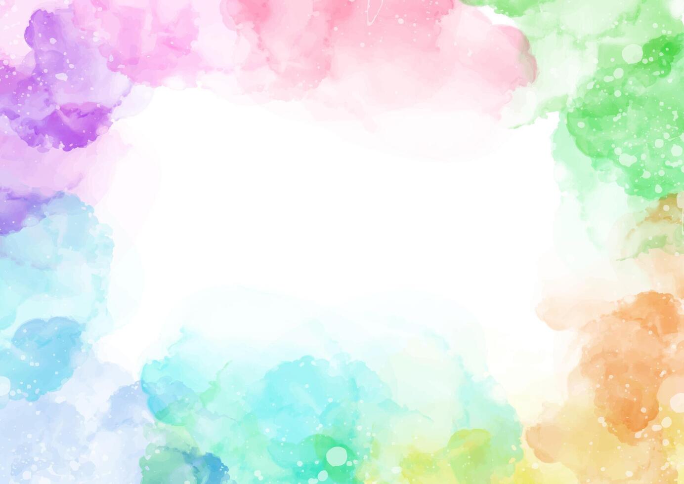 Hand painted rainbow coloured watercolour border design vector