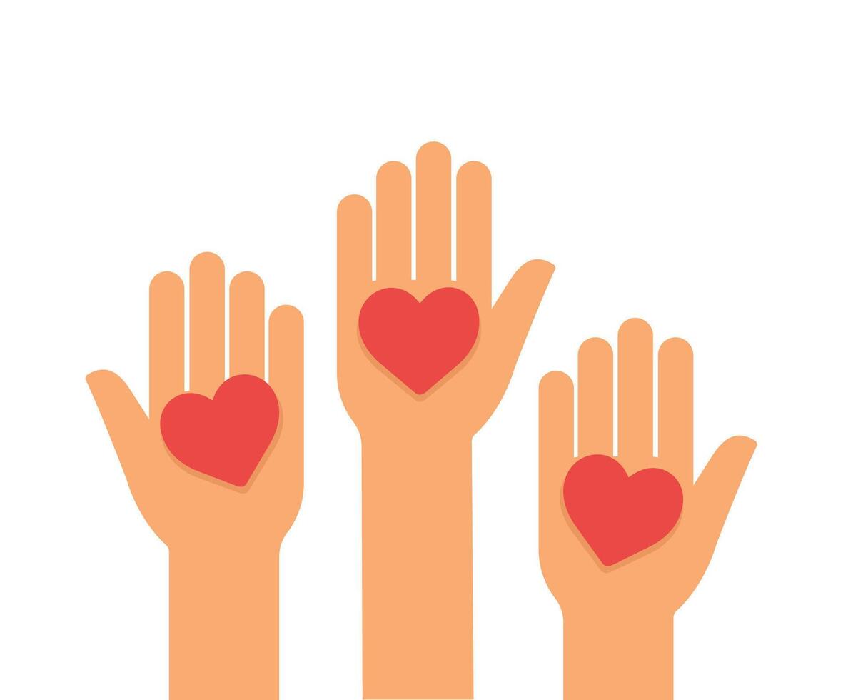 hands up with hearts icon vector