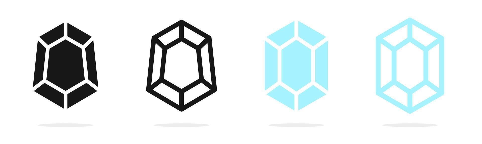 Diamond icons. Gem icon set. Gemstone symbols. vector