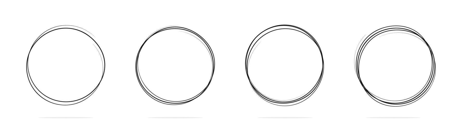 Circle frame set. Round frame set. Round shape borders. Hand drawning circles vector