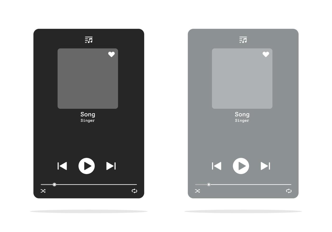 Media player interface. Media player buttons. vector